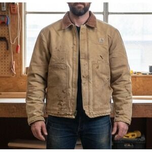 VTG Carhartt J02 BRN Arctic Traditional Jacket Quilt Lined Brown Duck Canvas 44